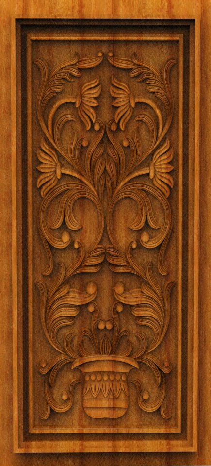 3D DOOR - OAK-23 Classic Floral Urn Relief Carved Panel